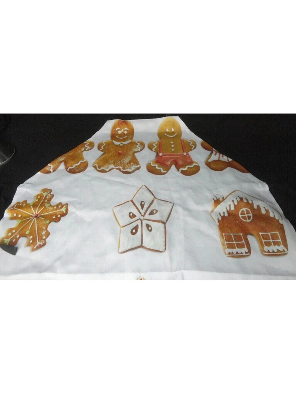 Gingerbread House Man Apron Cookies Christmas Tree White Tie Back *NWOT*